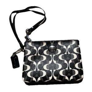 Coach Peyton Dream C East West Swingpack Black & White Logo Bag Purse 6x4.5
